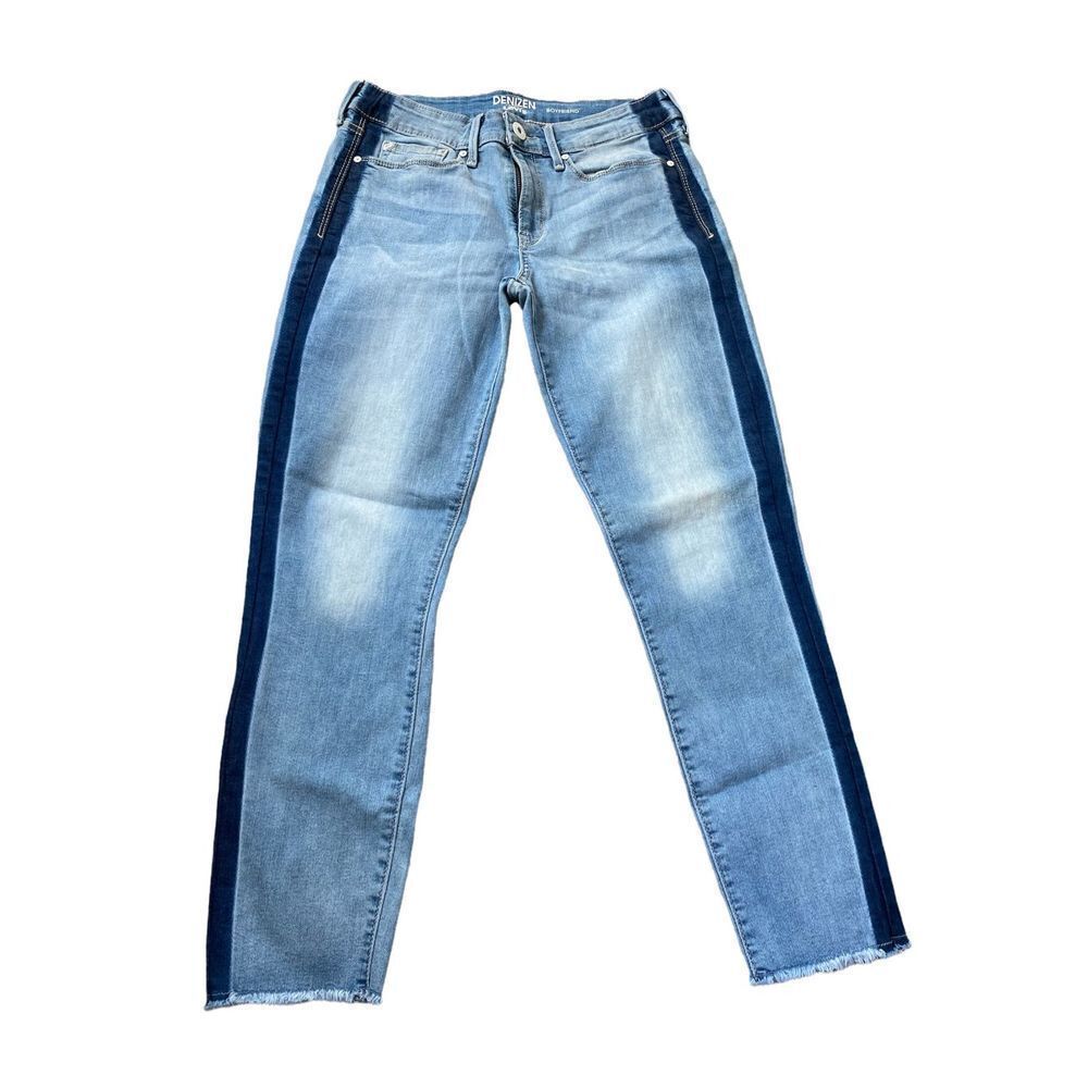Denizen from Alexis boyfriend jeans  light blue with side navy stripe size 7 W28